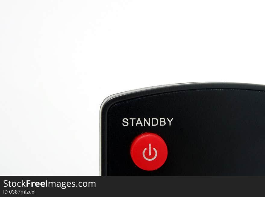 Standby button on remote control isolated on white