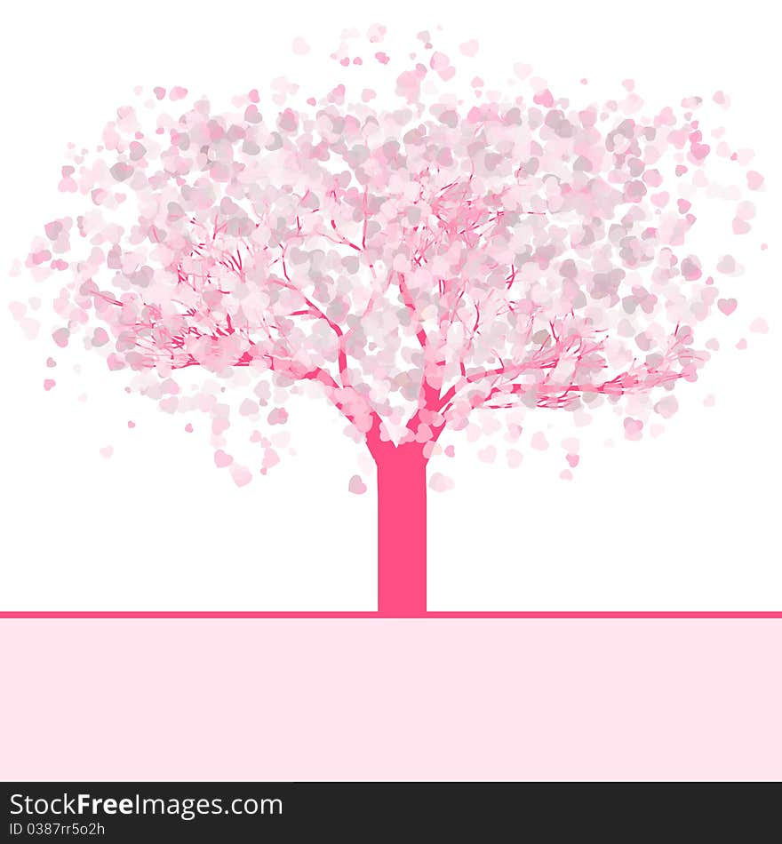 Stylized Love Tree Made Of Hearts. EPS 8