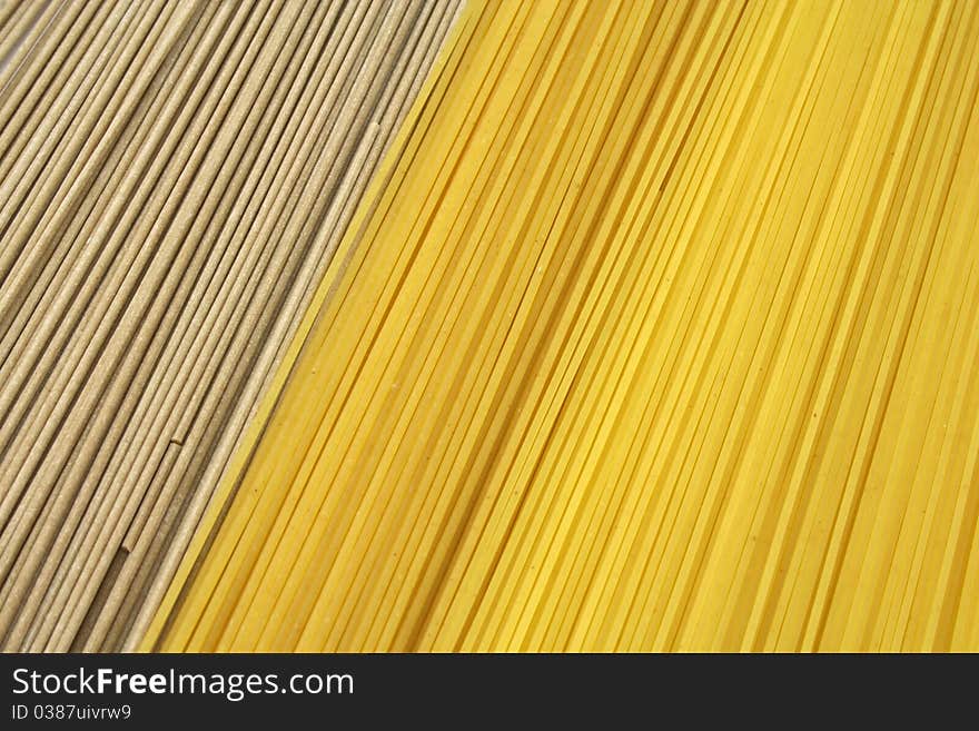 Dry pasta spaghetti three species (wheat and Japanese soba)