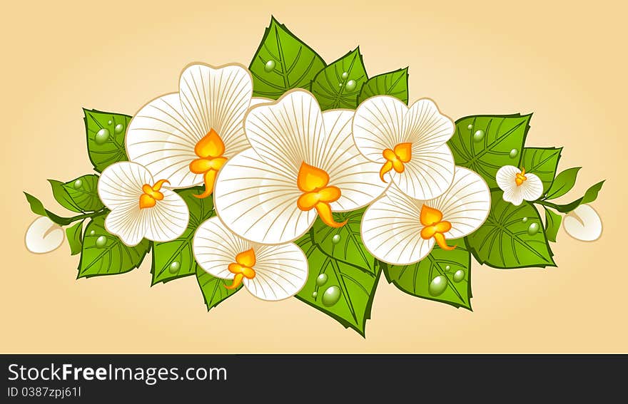 Background with beautiful flowers illustration for a design. Background with beautiful flowers illustration for a design