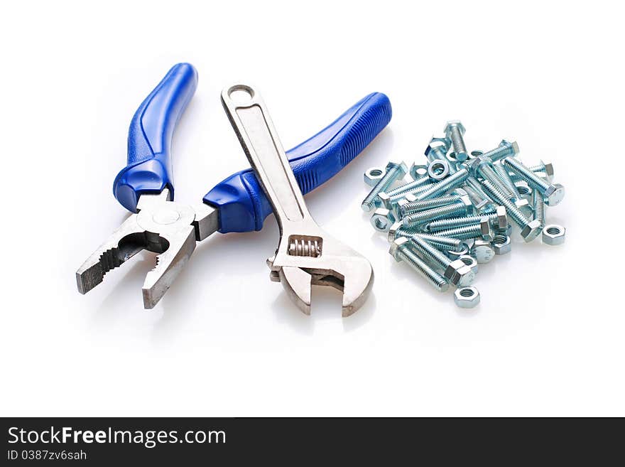 Tools isolated over white background. Tools isolated over white background.