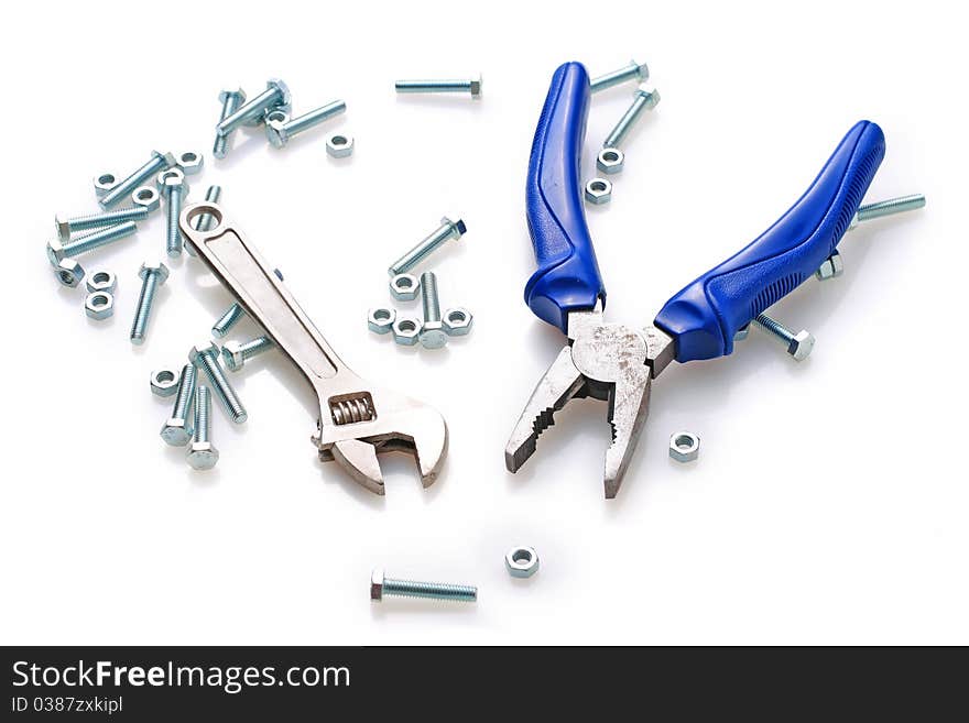 Tools isolated over white background. Tools isolated over white background.