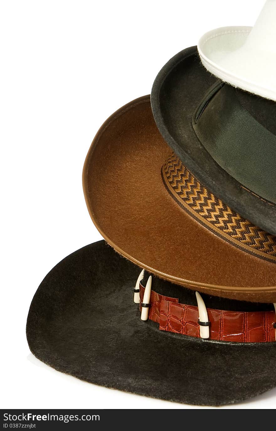 Brown cowboy hat isolated on white