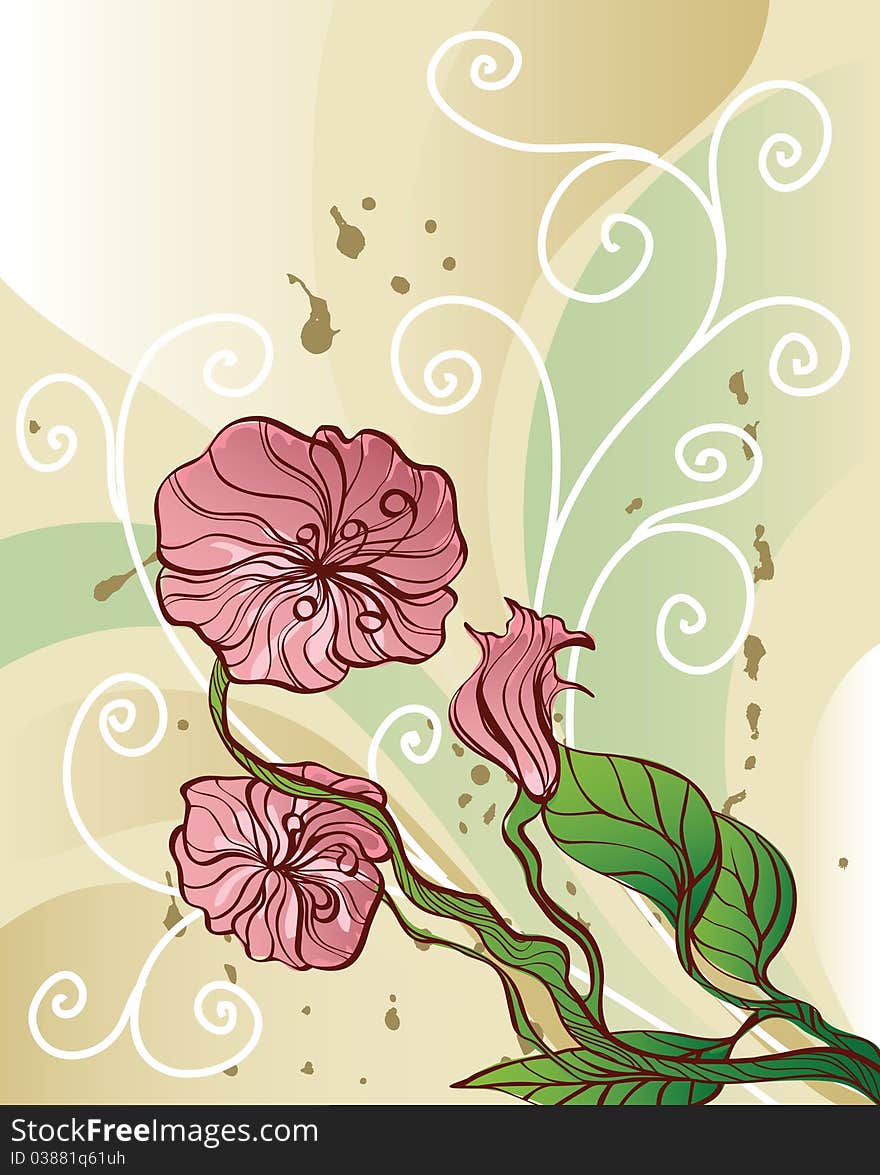 Floral background with decorative pink flowers