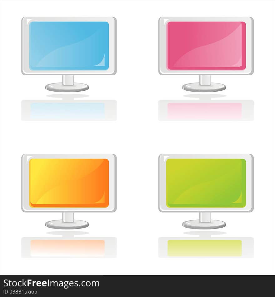 Set of 4 colorful monitors