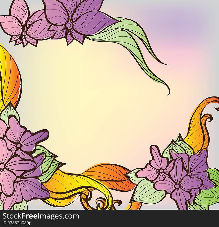 Bright background with decorative flowers