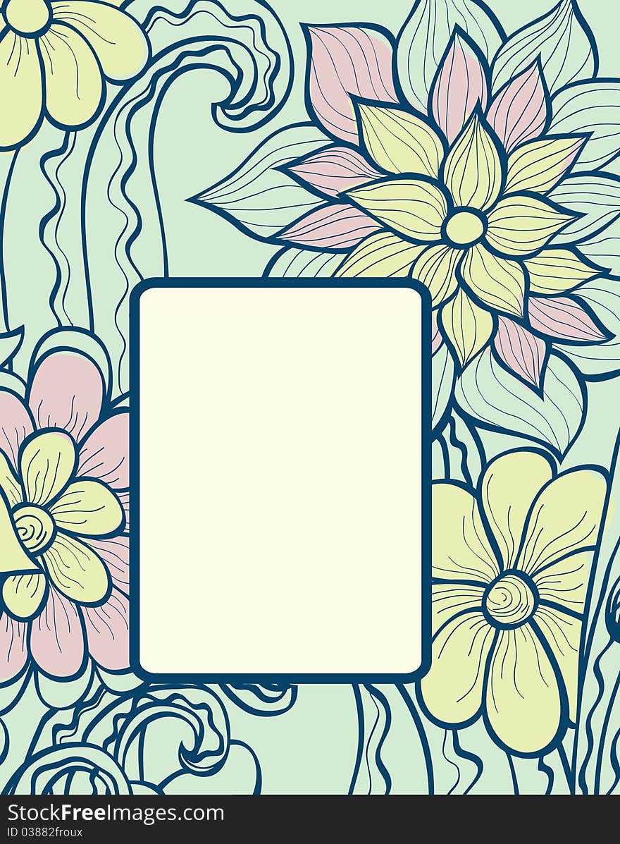 Background with decorative pastel flowers. Background with decorative pastel flowers