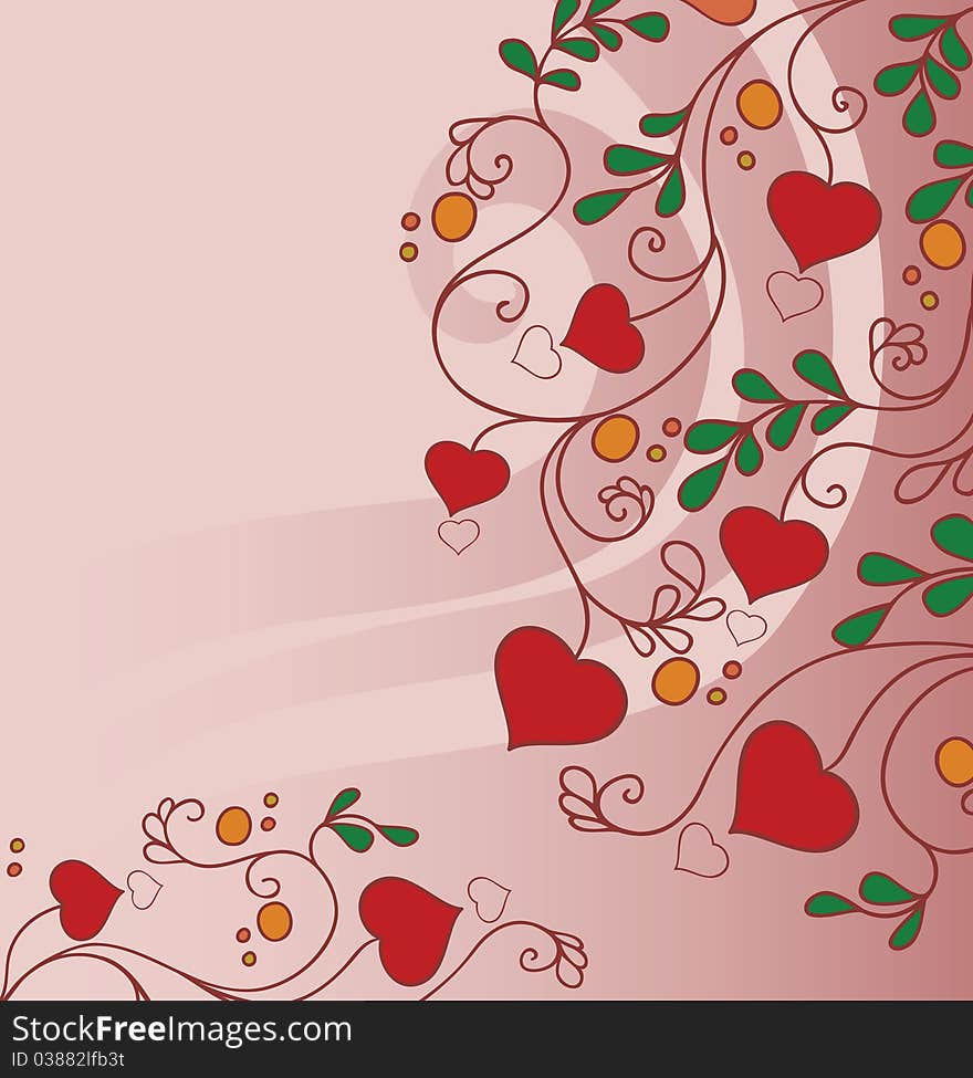 Background with flowers and hearts