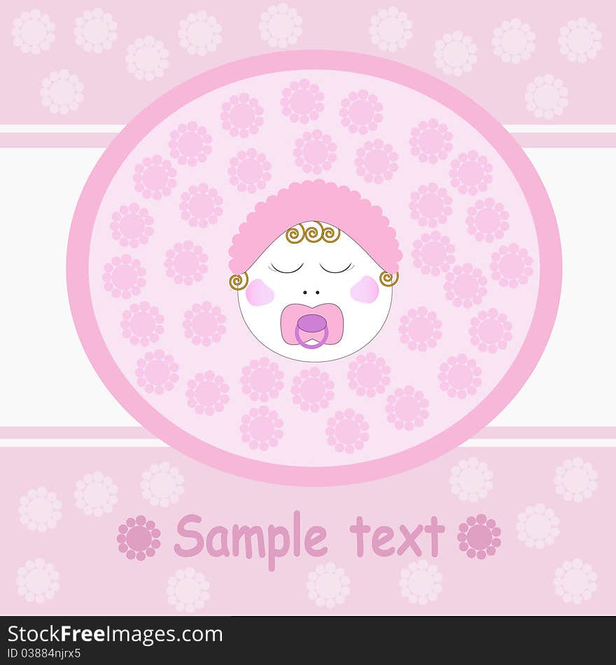 Pink Greeting Card With Baby Girl