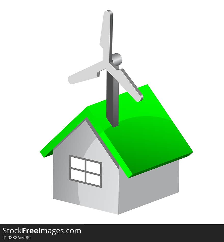 Eco House With Wind Turbine