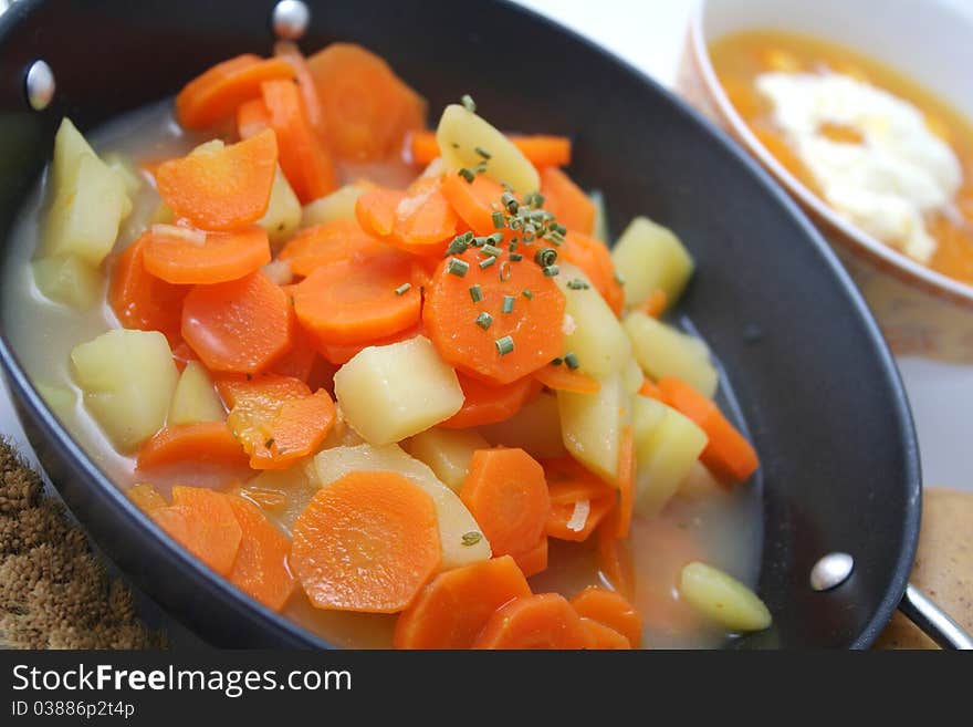 A fresh stew of carrots and potatoes