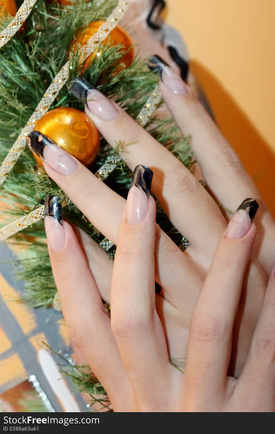 Beautiful nails and Christmas tree. Beautiful nails and Christmas tree