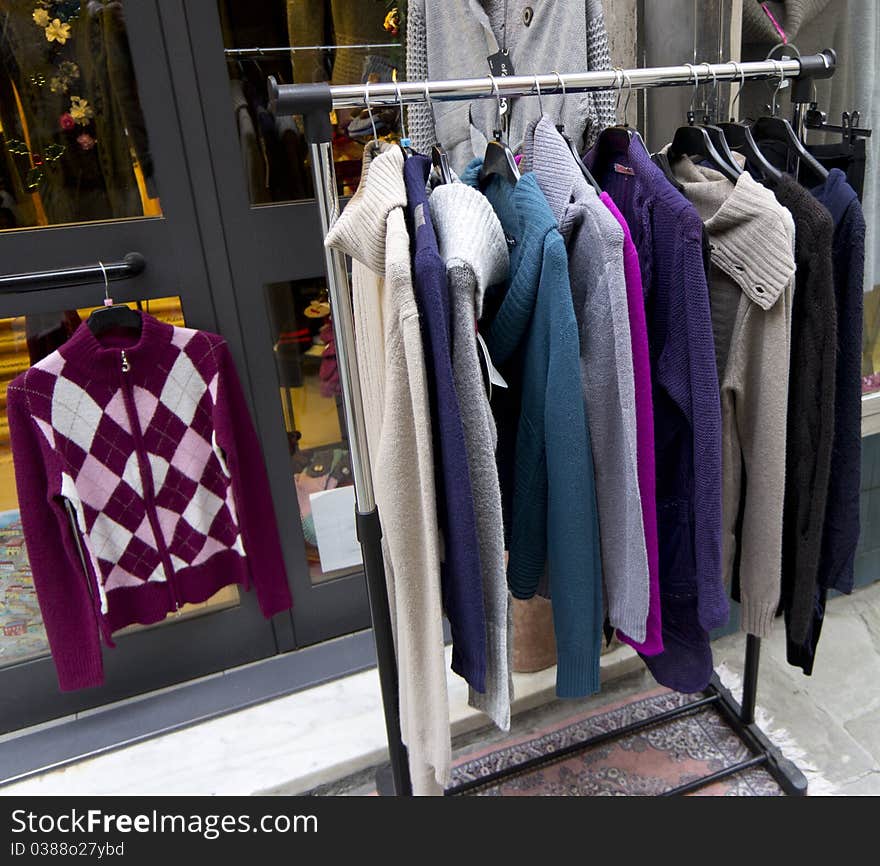 Shop of knitwear at sarzana,little village near la spezia,italy