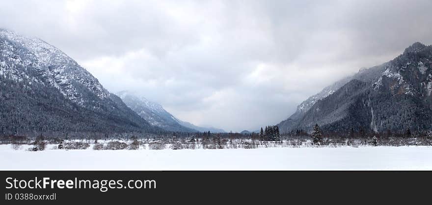 View on the austrian valley from the road. View on the austrian valley from the road.