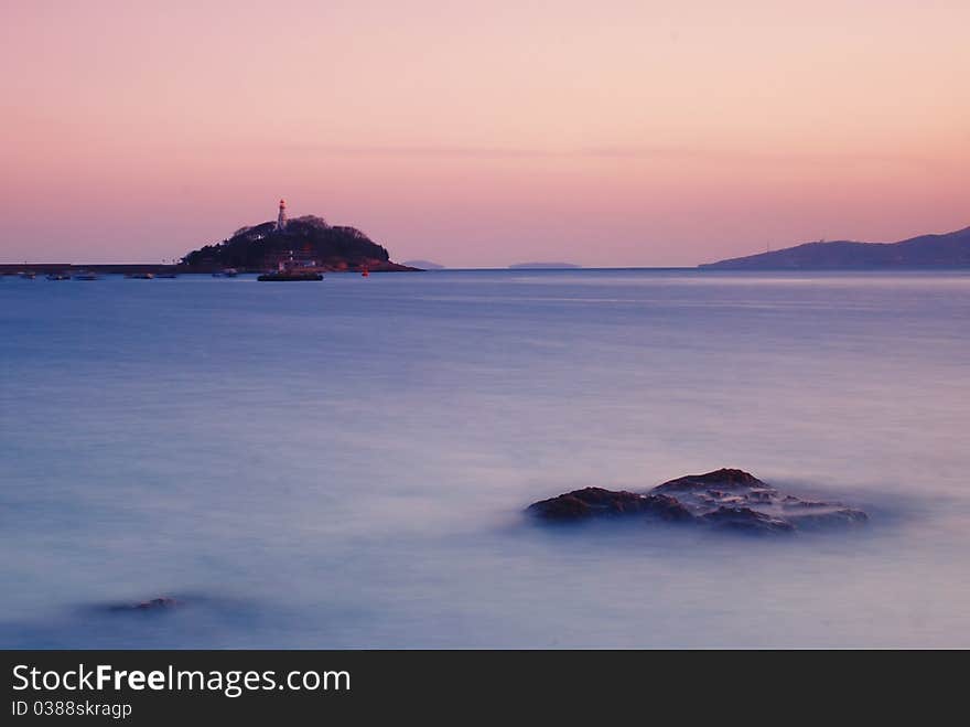 Slow motion effect on rocks and sea in qingdao. Slow motion effect on rocks and sea in qingdao