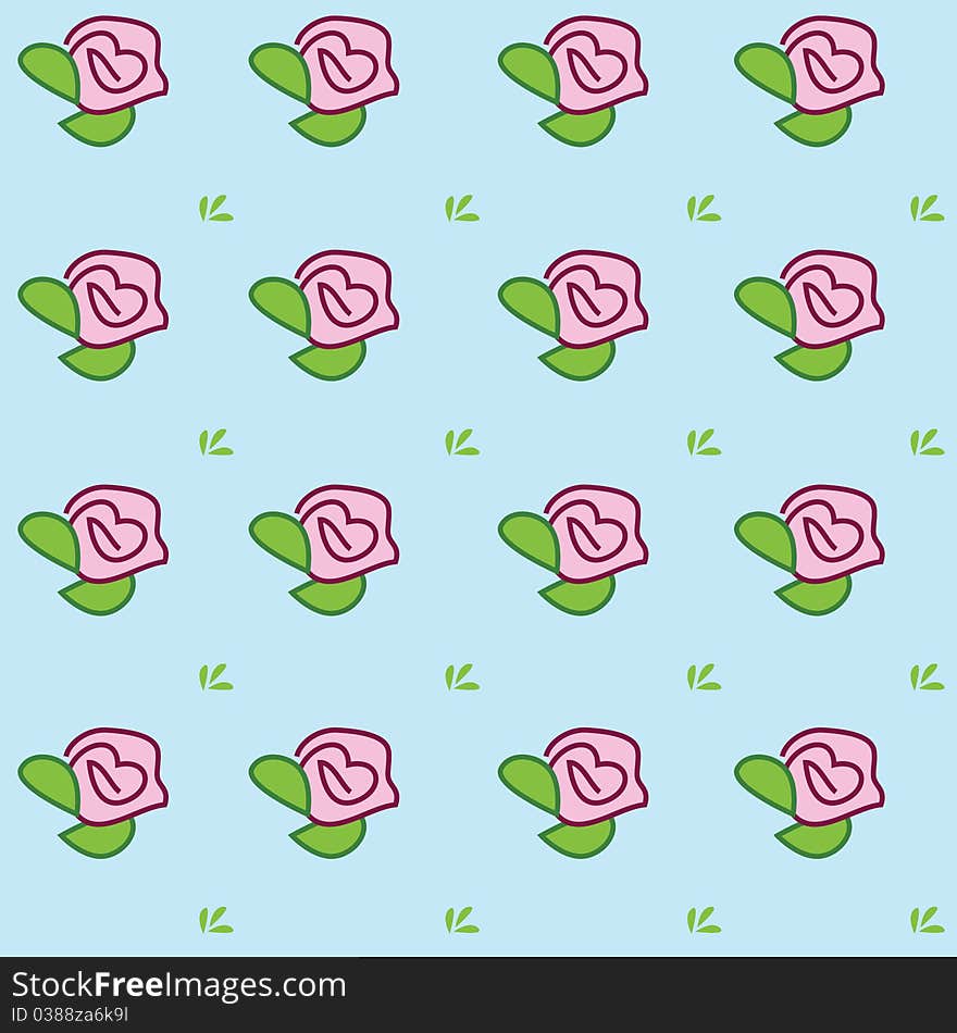 Vector pattern with pink roses