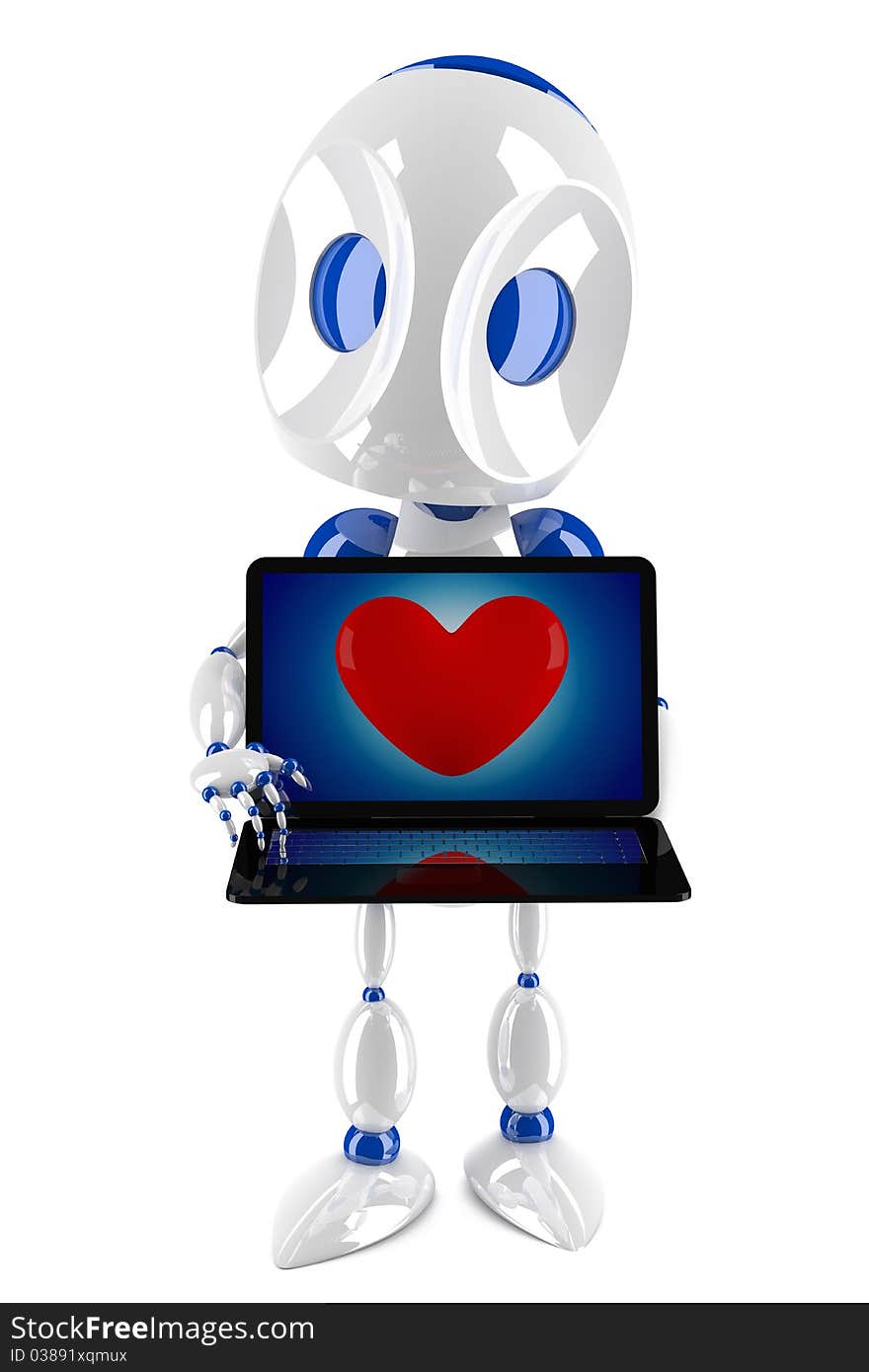 3d robot loving internet