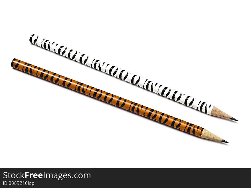 Two pencils isolated on white background