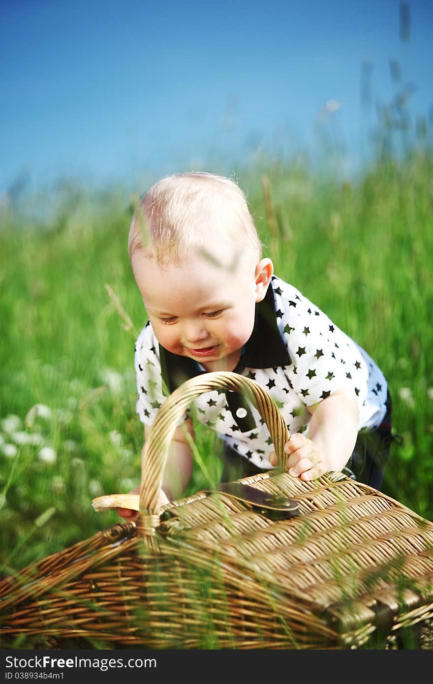 Young smile boy enjoy on picnic. Young smile boy enjoy on picnic