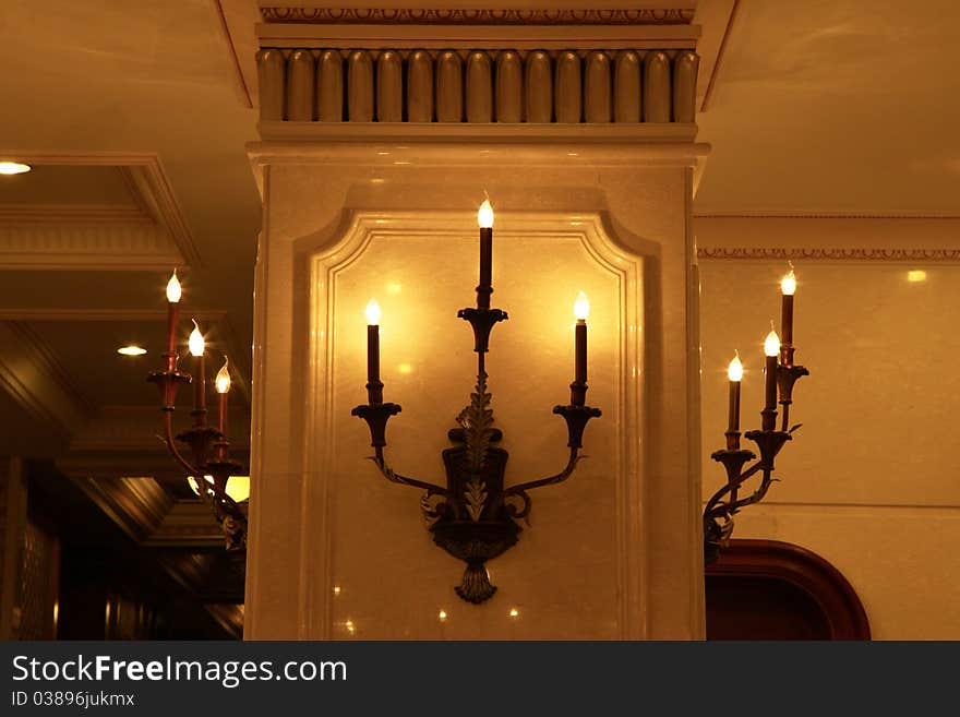 Isolated crystal chandlier in a hotel of china. Isolated crystal chandlier in a hotel of china.