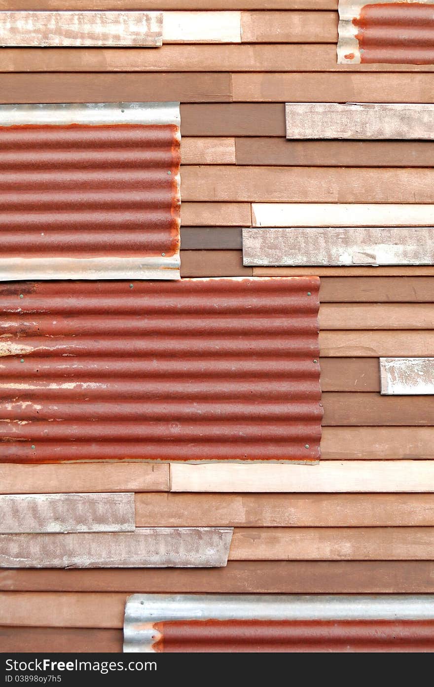 Mixed wall, zinc and wood background