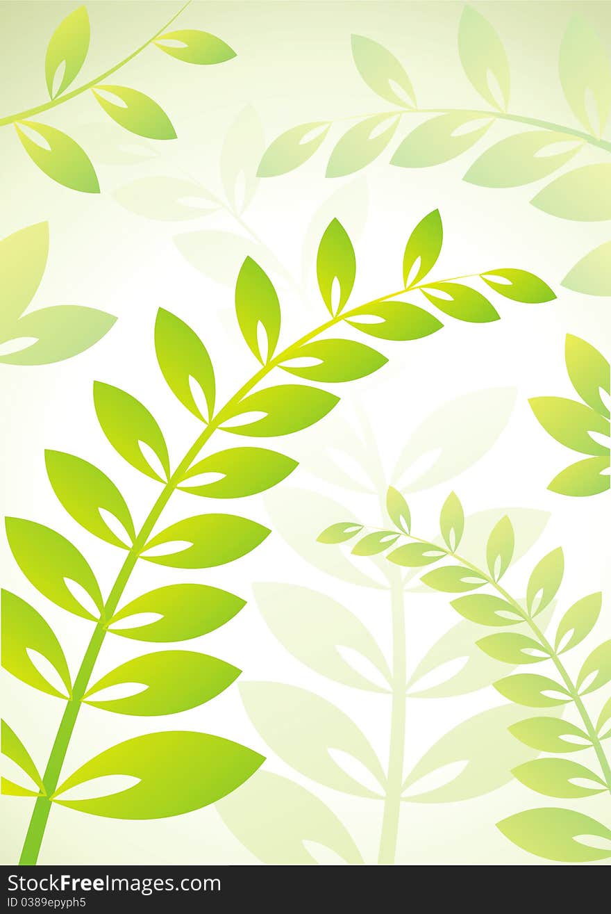 Vector background with plants with green foliage