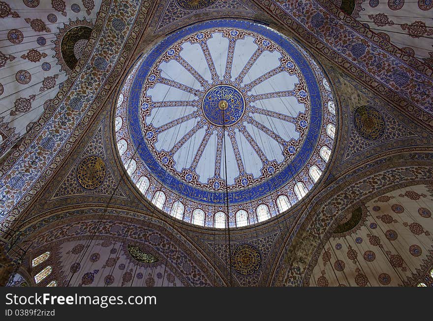 Interior view of the Blue Mosque dome, Istanbul. Interior view of the Blue Mosque dome, Istanbul