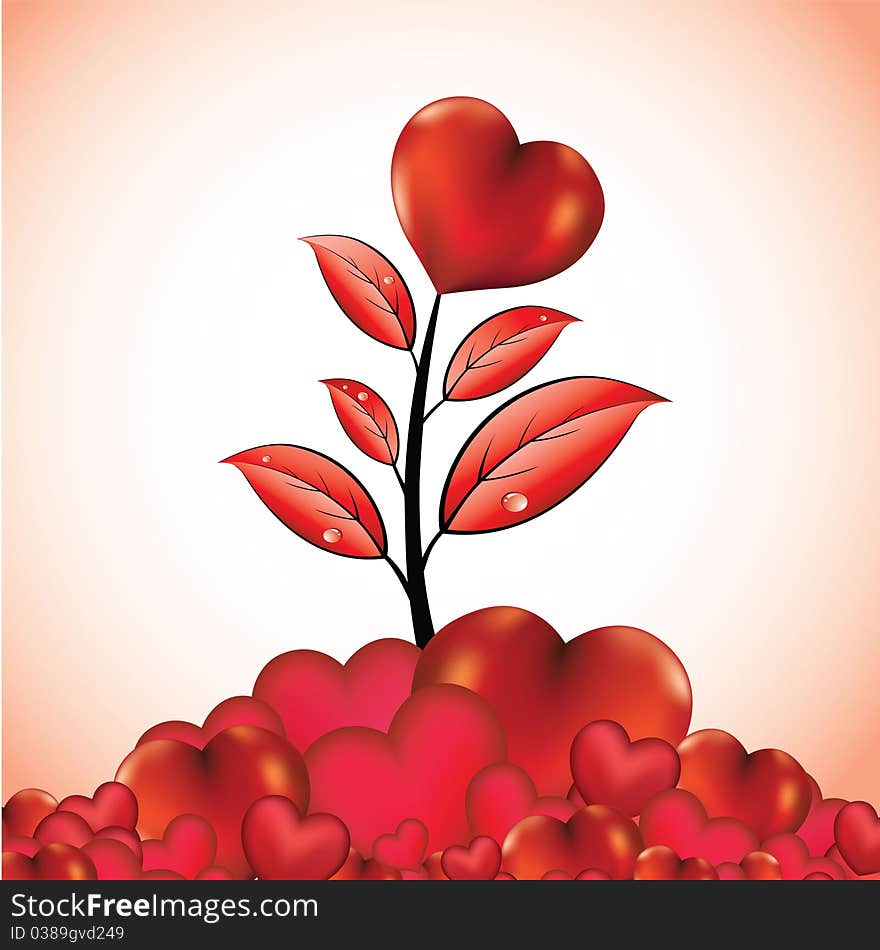 Red flower with nice heart. Red flower with nice heart