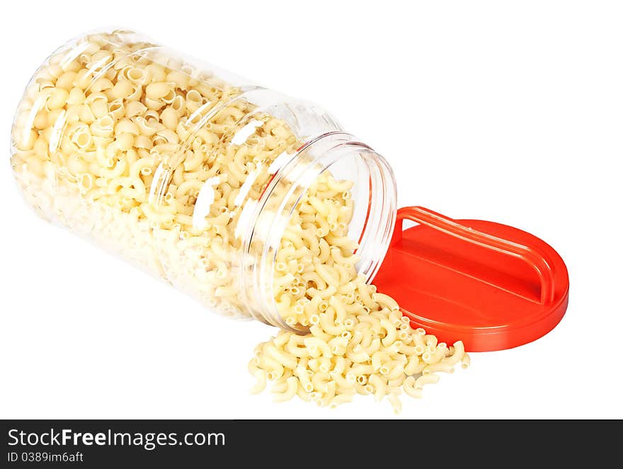 Bank of pasta is isolated on a white background