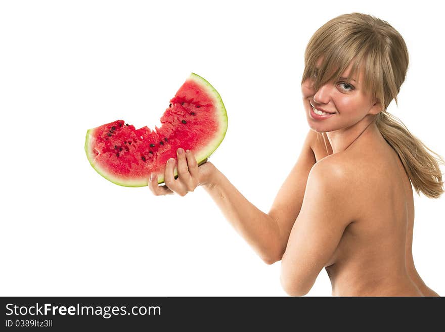 Woman with the water melon