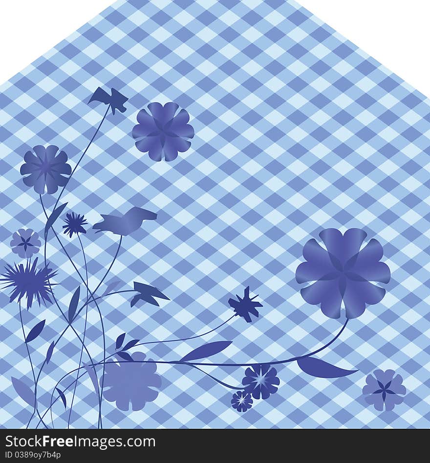 Abstract floral blue checked background. Abstract floral blue checked background