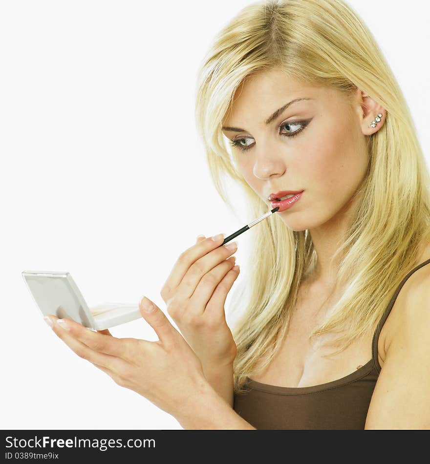 Portrait of young woman making her lips. Portrait of young woman making her lips