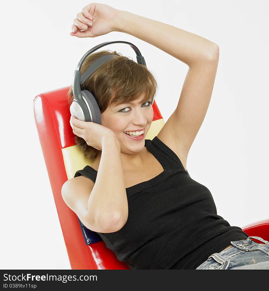 Portrait of young woman with headphones