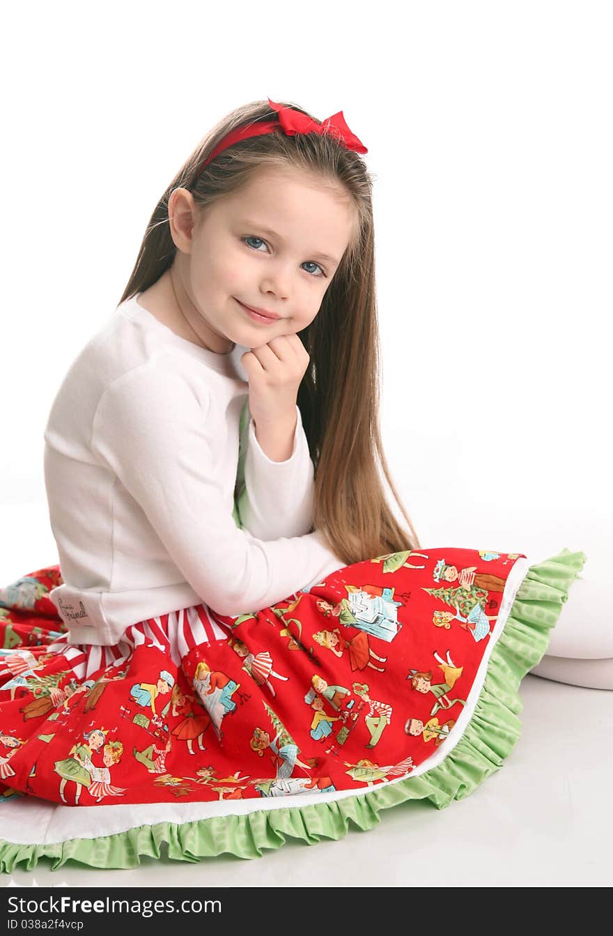 Cute little girl in Christmas wear