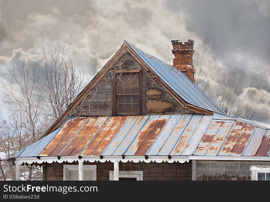 Old House in the Country in Winter