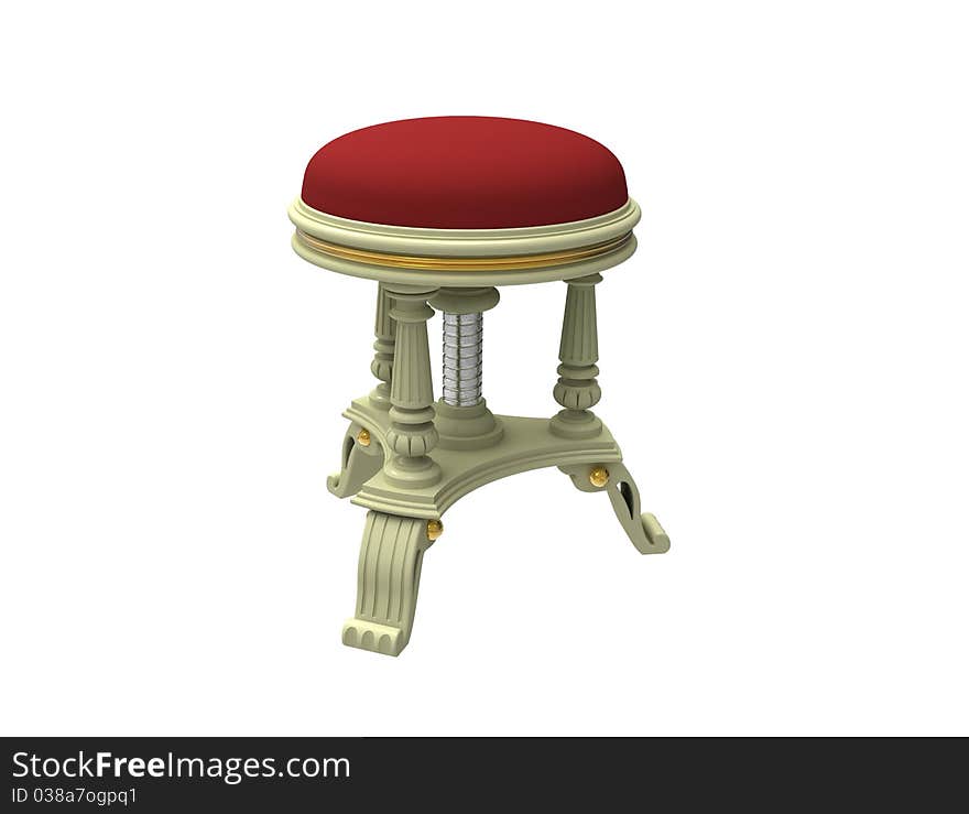 Low stool with soft sitting on a white background