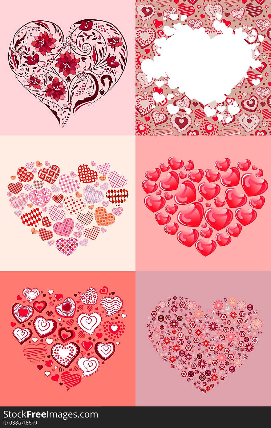 Set Of Different Hearts