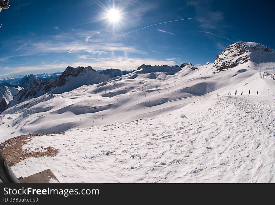 Winter landscape in the Zugspitze, Bavary, Germany. Highest Point in Germany (2962 m). Winter landscape in the Zugspitze, Bavary, Germany. Highest Point in Germany (2962 m)