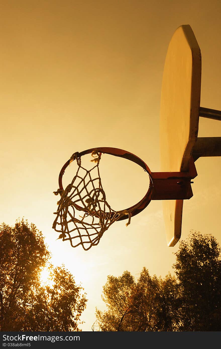 Sunset on the basketball court