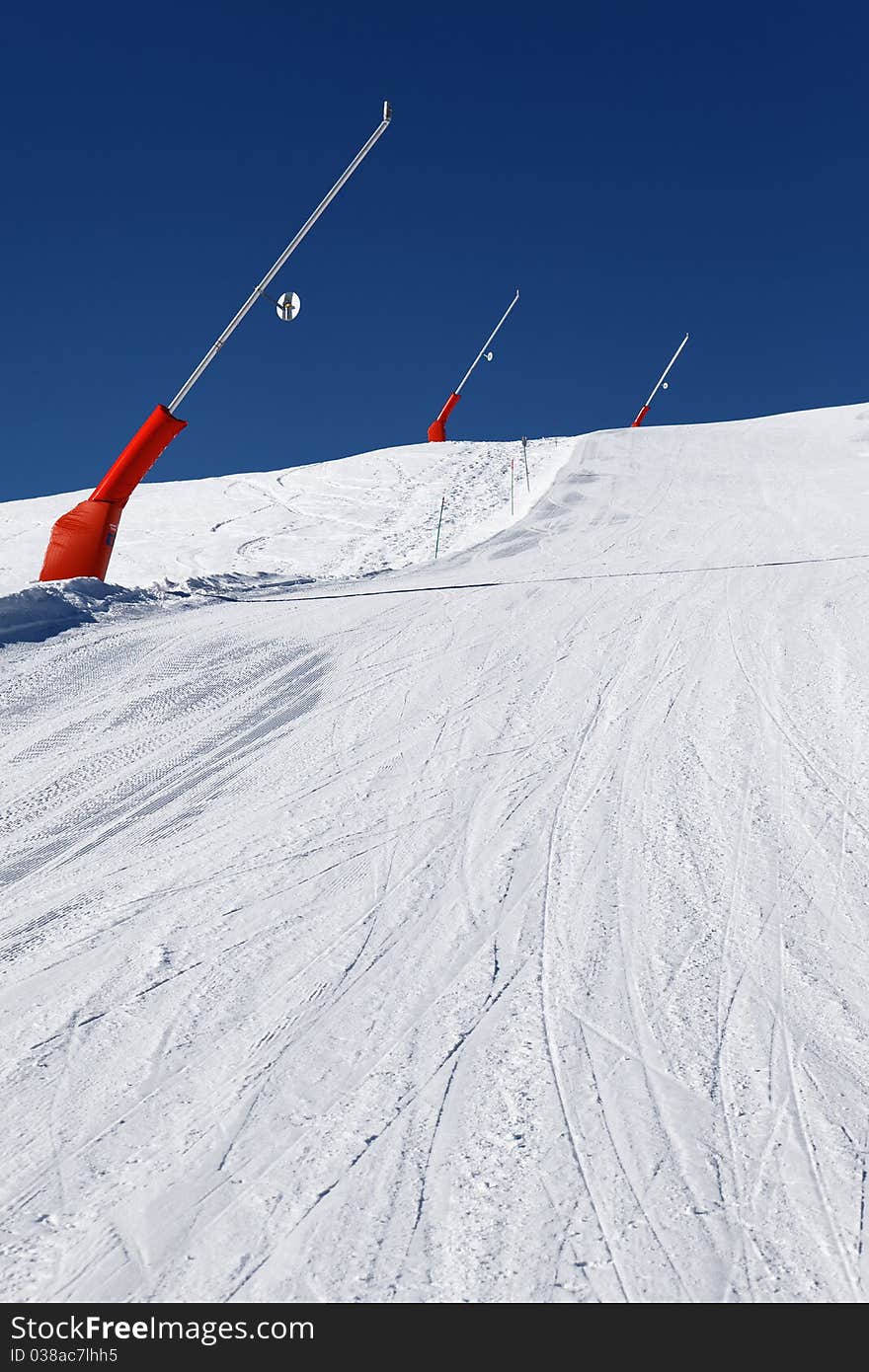 Snowmaker on a ski track