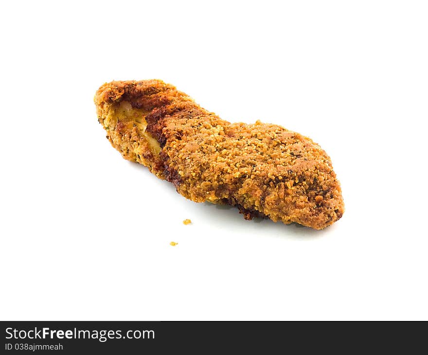 Fried chicken steak on white background