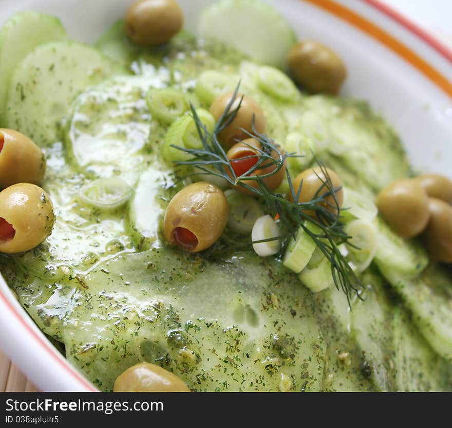 Fresh salad of cucumbers