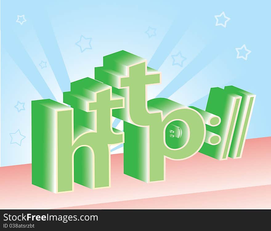 3D http letters on star shining background. Vector file. Letters and stars are on a separate layers and can be easily removed if needed.