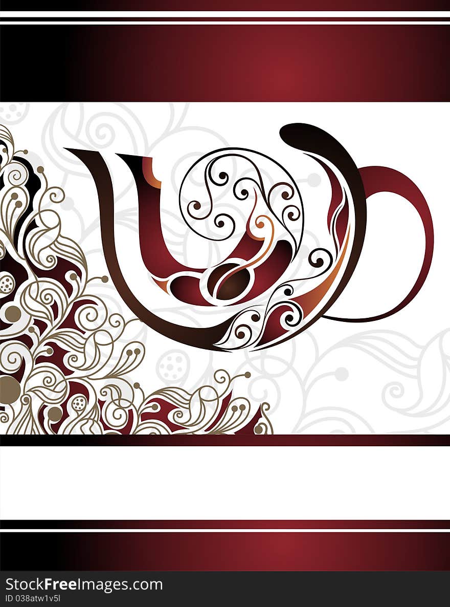 Vector Floral  Illustration Of Coffee Cup Design