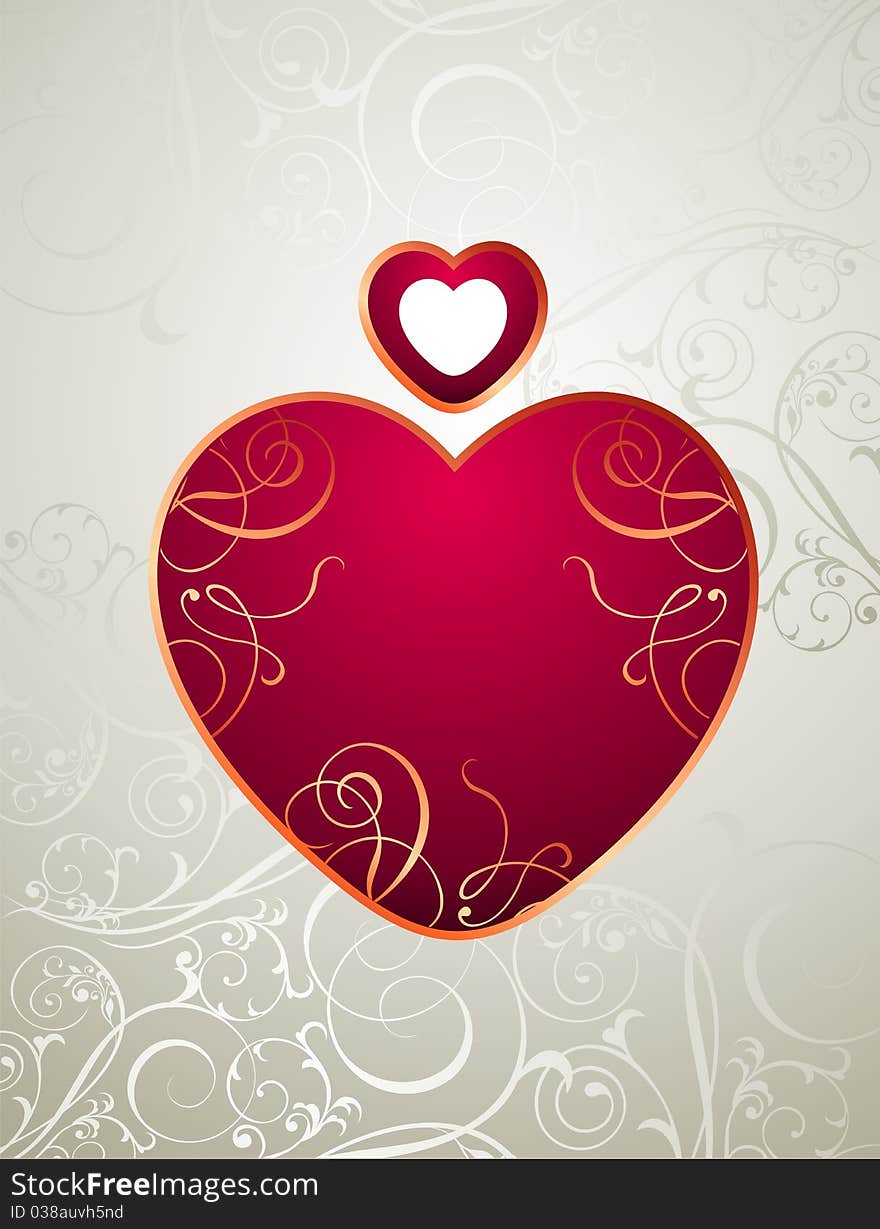 Vector valentine background with floral heart