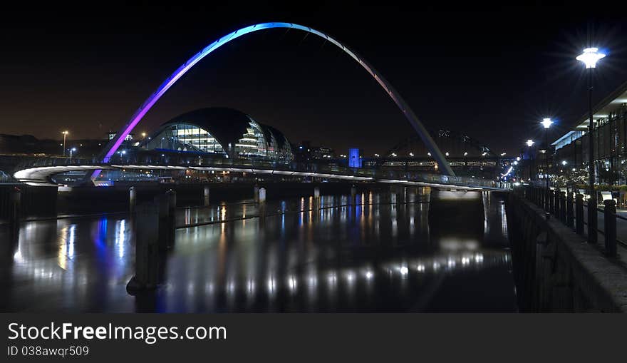 Photograph of the Quayside at Newcastle/Gateshead taken at night time. Photograph of the Quayside at Newcastle/Gateshead taken at night time.