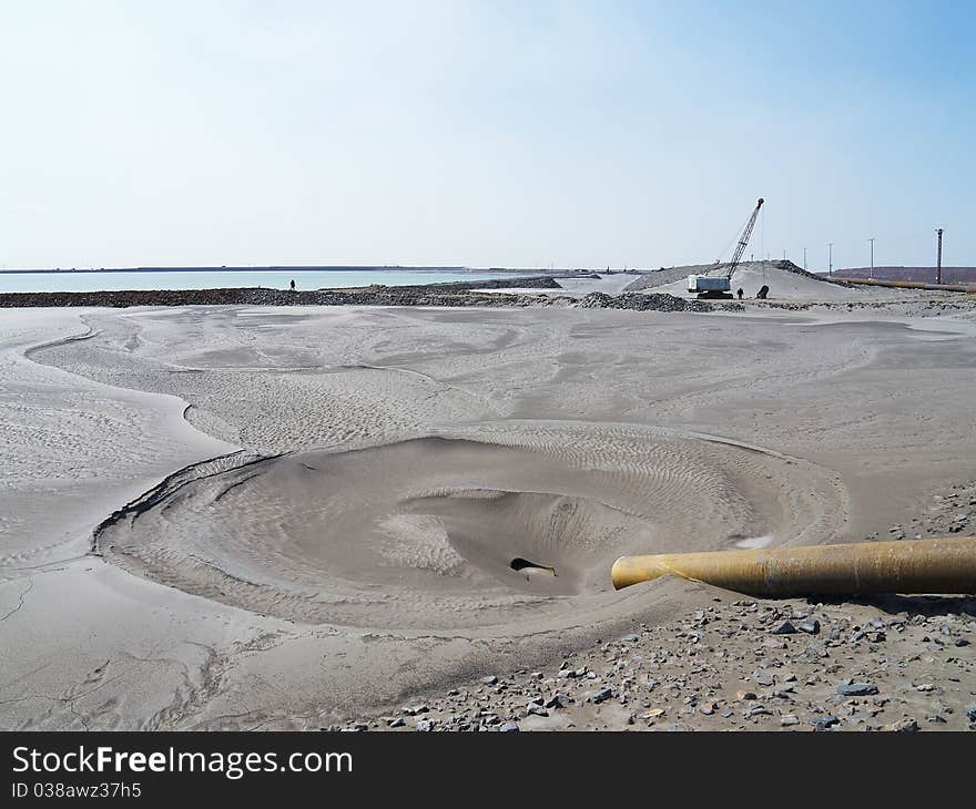 Drain Pipe At The Industrial Waste Area