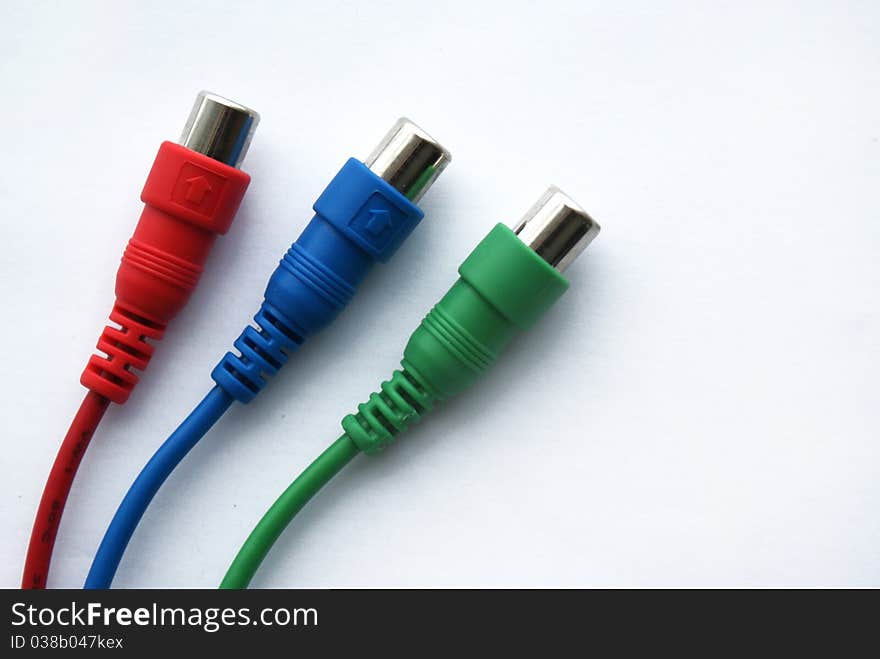 Three wires on a white background