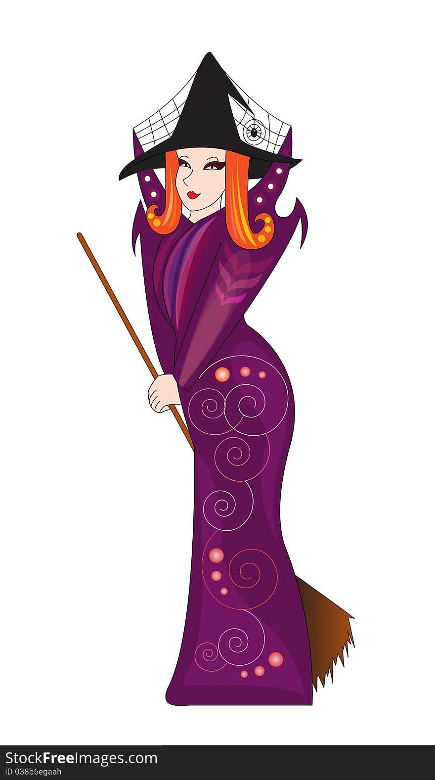 Vector illustration of a witch. Vector illustration of a witch