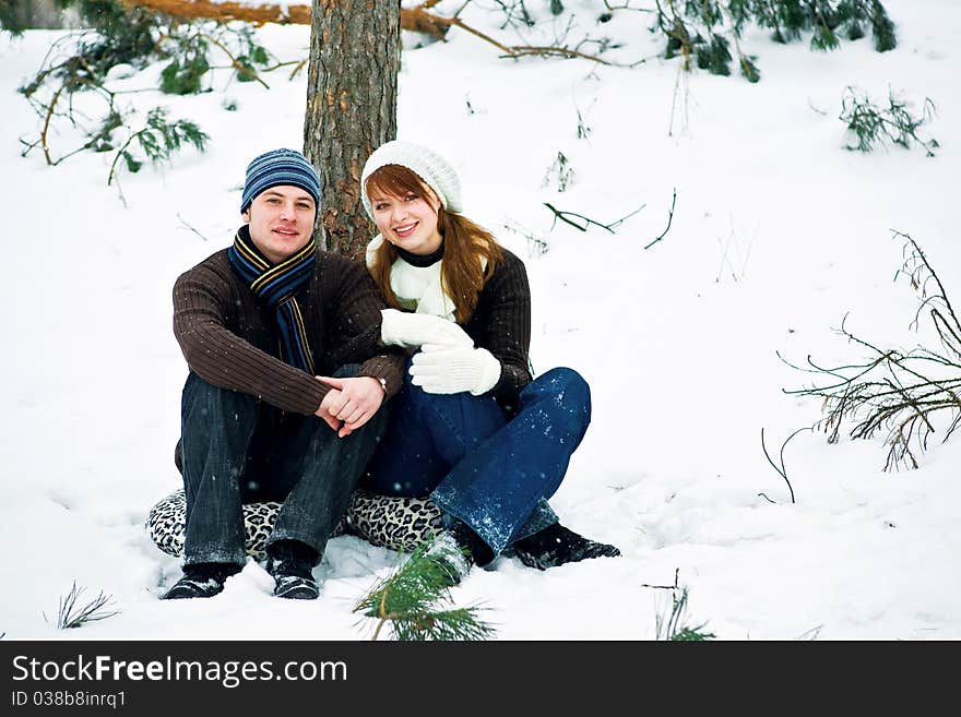 Couple in love in forest